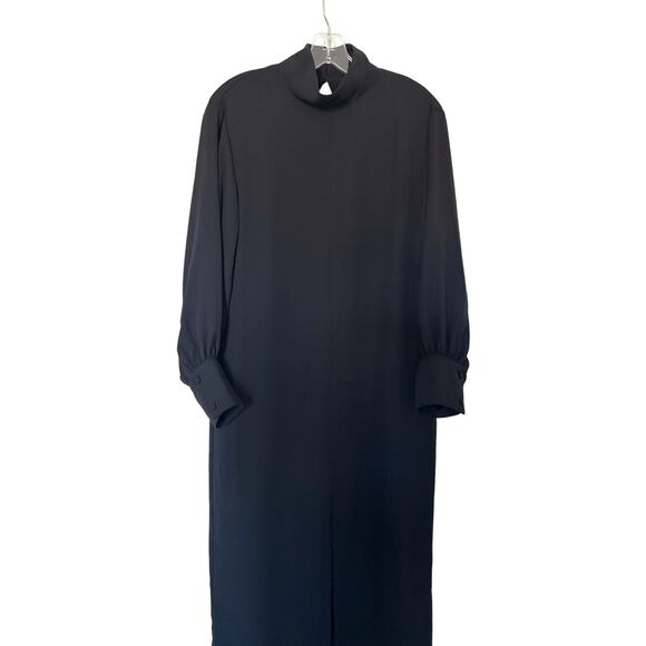 Anthropologie Maeve Long-Sleeve Mock-Neck Midi Dress Black Size Small NEW - Picture 4 of 10